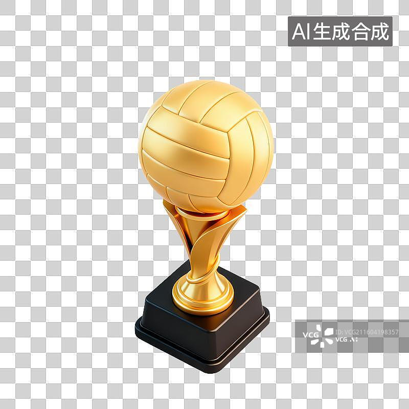 【AI数字艺术】3D体育运动主题排球奖杯元素图片素材