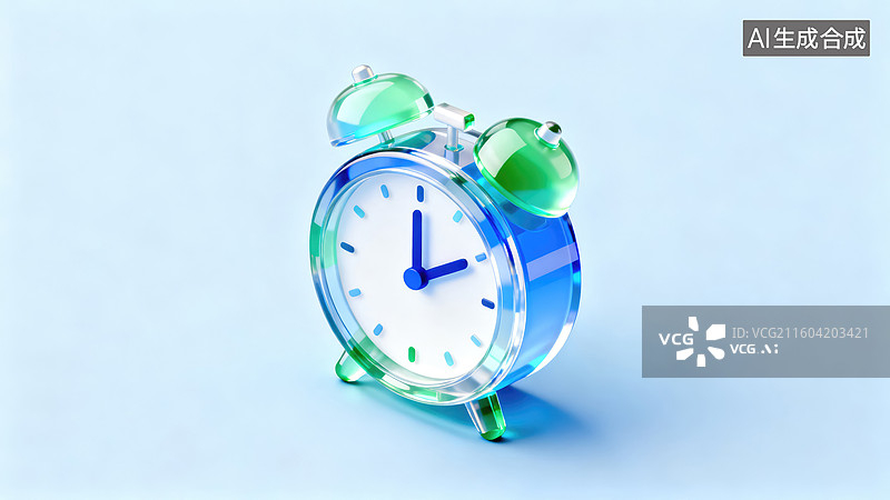 【AI数字艺术】透明质感的闹钟展示时间图片素材