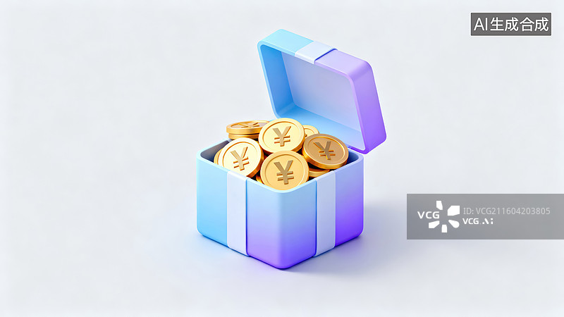 【AI数字艺术】装满日元硬币的彩色盒子图片素材