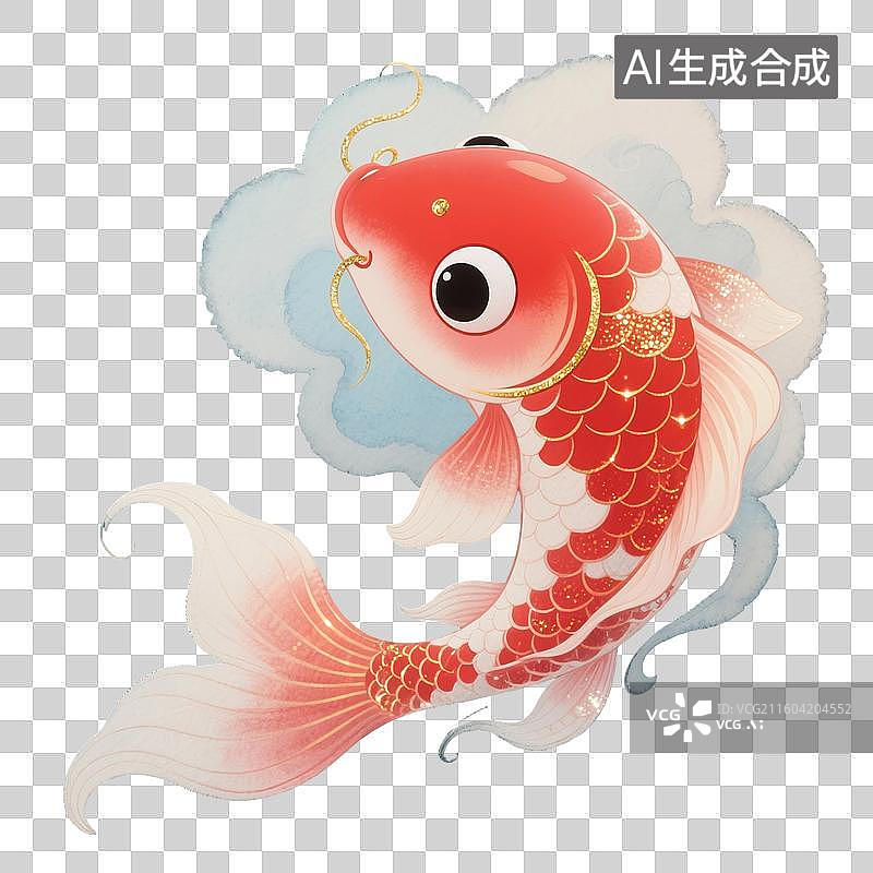 【AI数字艺术】中式好运锦鲤精美国风插画图片素材