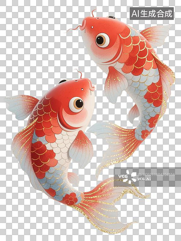 【AI数字艺术】中式好运锦鲤精美国风插画图片素材