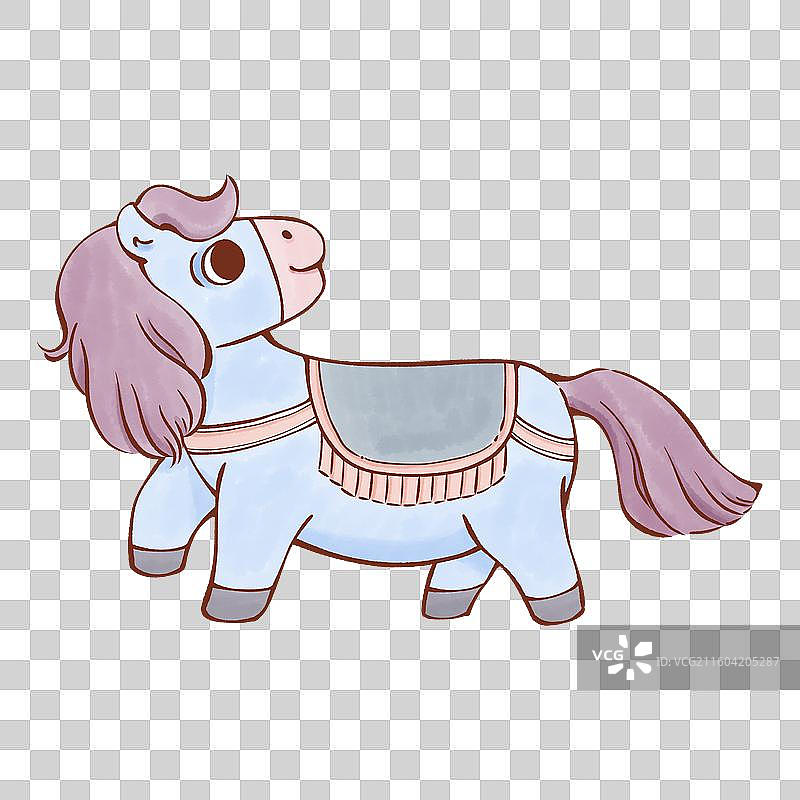 可爱萌系卡通小马免抠元素，扭头转头的小马。图片素材