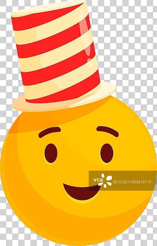 戴着红白条纹帽子的快乐黄色表情符号图片素材