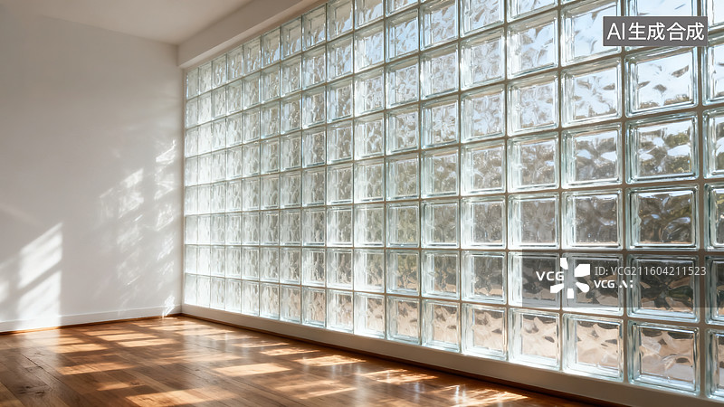 【AI数字艺术】简约现代清新的玻璃砖光影空间图片素材