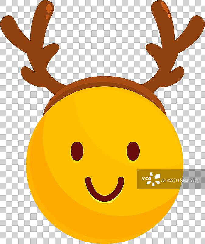 圣诞节快乐表情，戴着驯鹿角图片素材