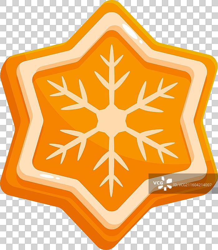 带有白色糖霜的橙色圣诞饼干，形状为星星图片素材