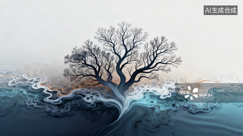 【AI数字艺术】潮汐树插画图片素材