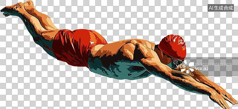 【AI数字艺术】男子自由泳动作示意图图片素材