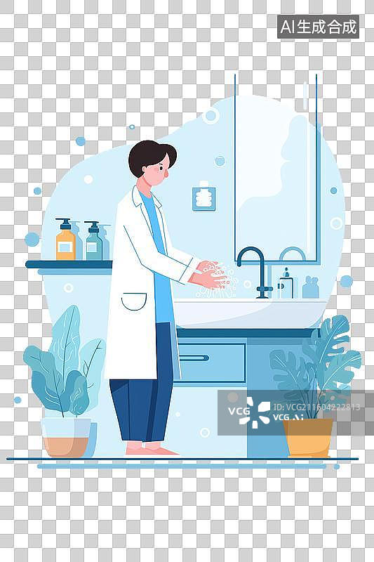 【AI数字艺术】医生在洗手池洗手图片素材