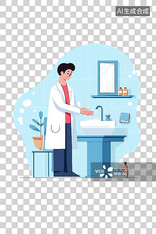 【AI数字艺术】医生在洗手池洗手图片素材