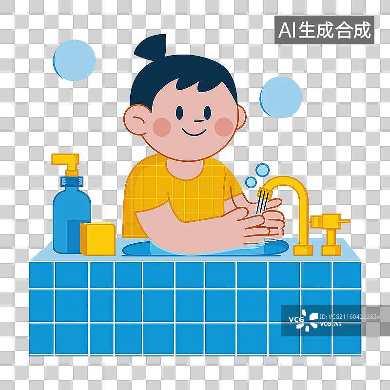 【AI数字艺术】儿童在洗手图片素材