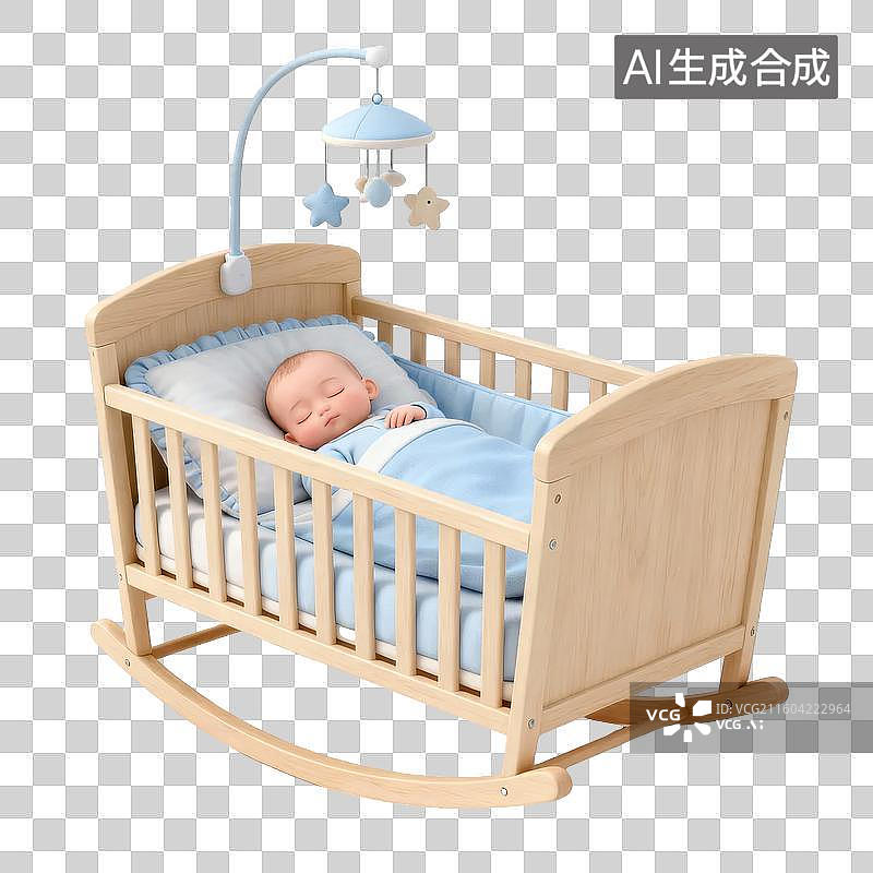 【AI数字艺术】婴儿躺在摇篮中睡觉图片素材