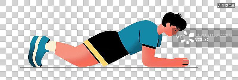 【AI数字艺术】男子做平板支撑动作图片素材