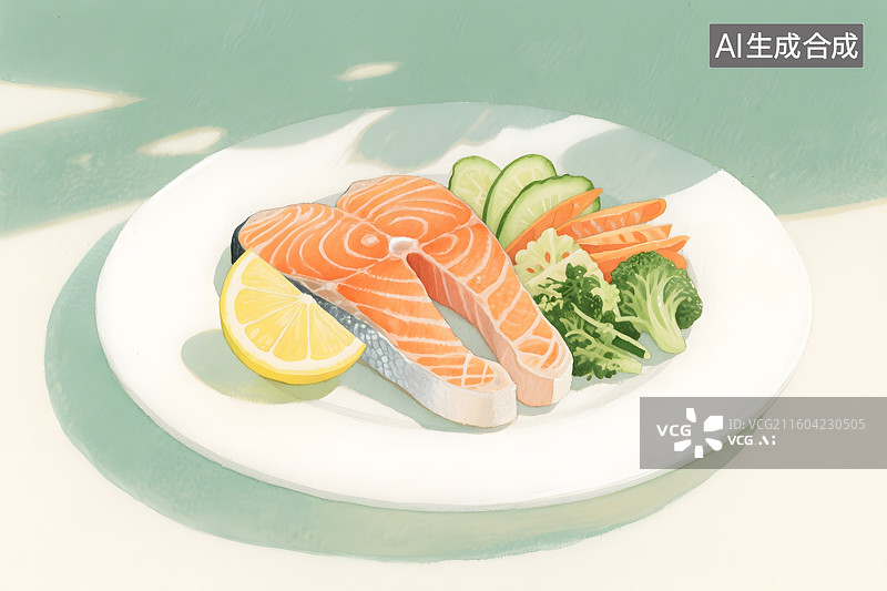 【AI数字艺术】三文鱼刺身拼盘图片素材