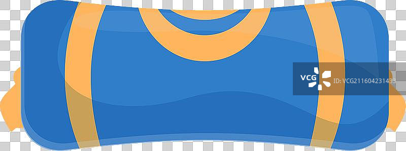 卷起来的蓝色瑜伽垫，带有橙色条纹图片素材