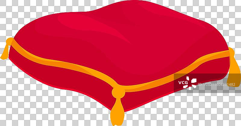 红色的皇家枕头，带有金色流苏，正等待着图片素材