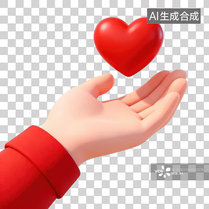 【AI数字艺术】手掌托举红色爱心图片素材