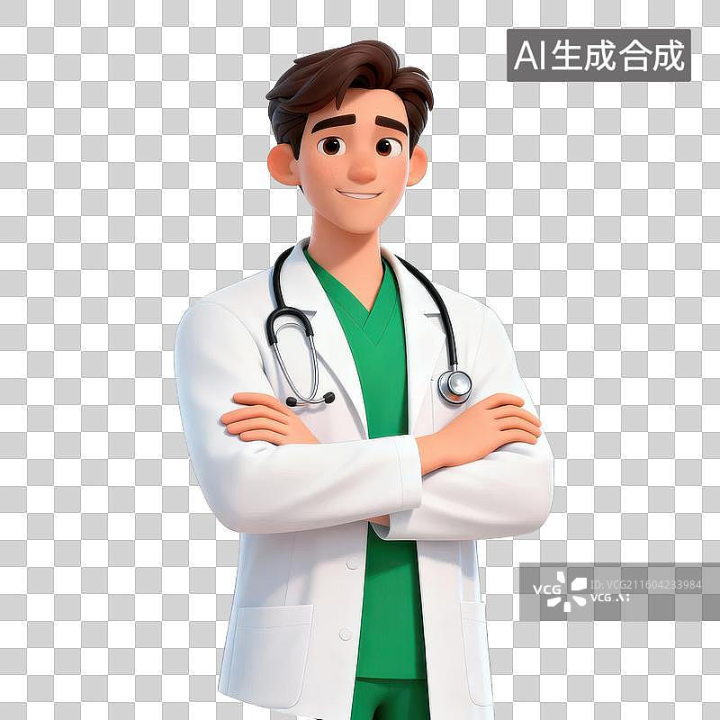 【AI数字艺术】医生站立形象图片素材