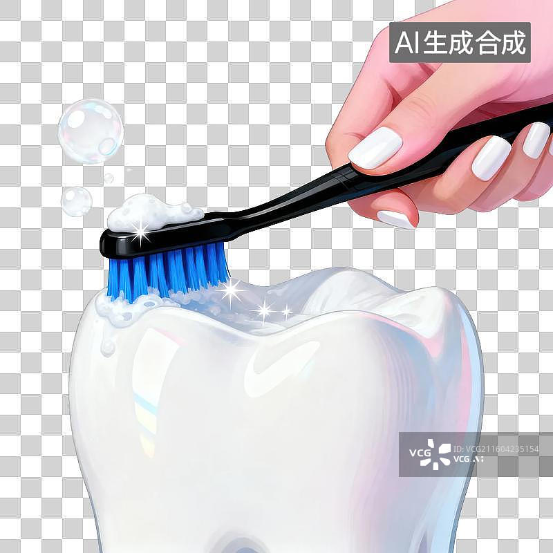 【AI数字艺术】刷牙清洁牙齿的场景图片素材