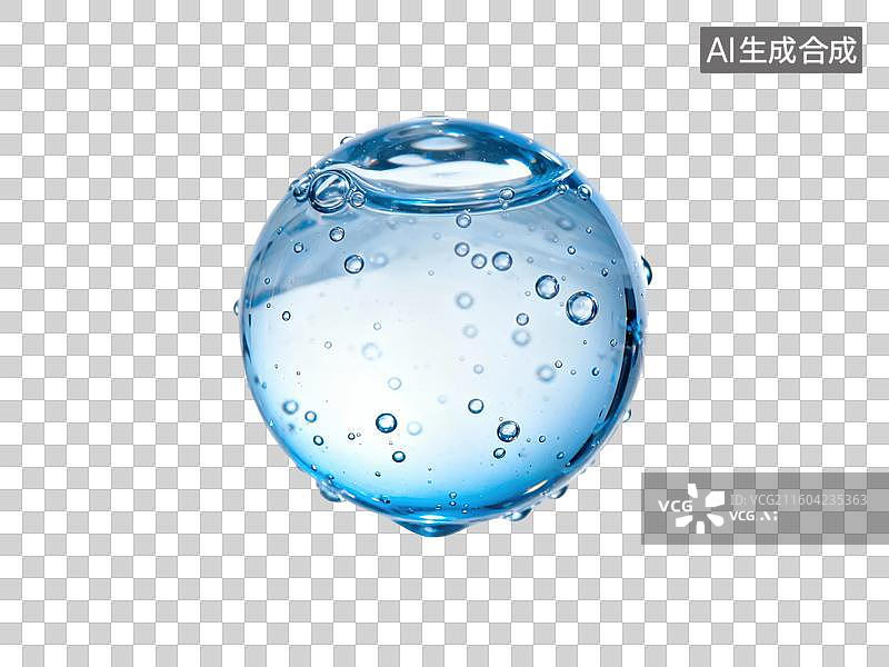 【AI数字艺术】透明水珠中的气泡图片素材