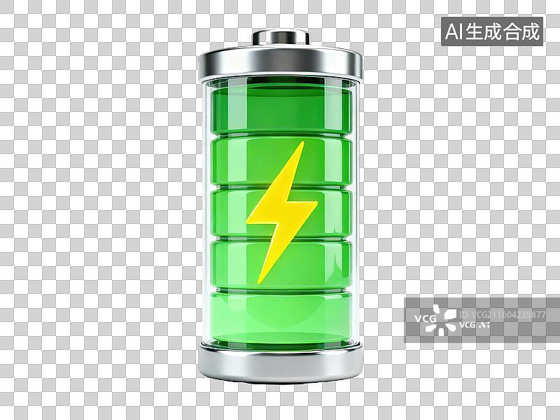 【AI数字艺术】绿色电池电量满格图标图片素材