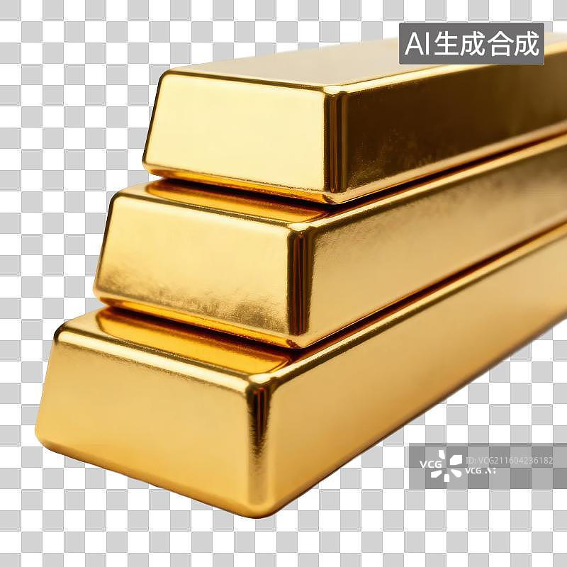 【AI数字艺术】三根堆叠的金条图片素材