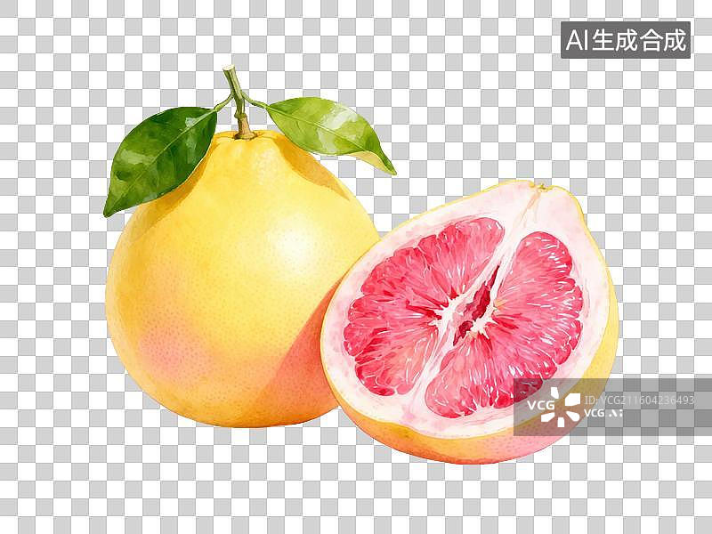【AI数字艺术】柚子切开展示果肉图片素材