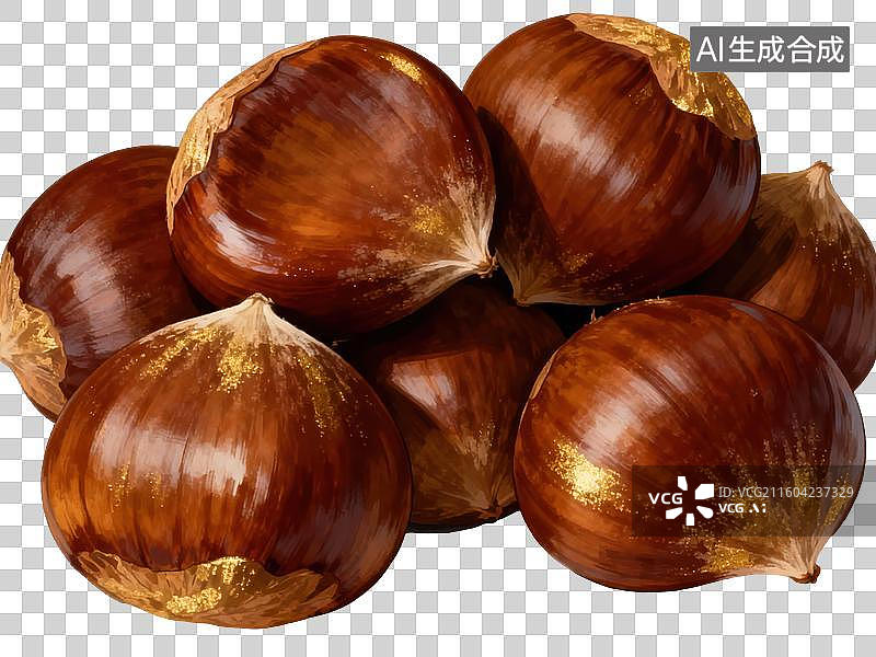 【AI数字艺术】一堆新鲜的栗子图片素材