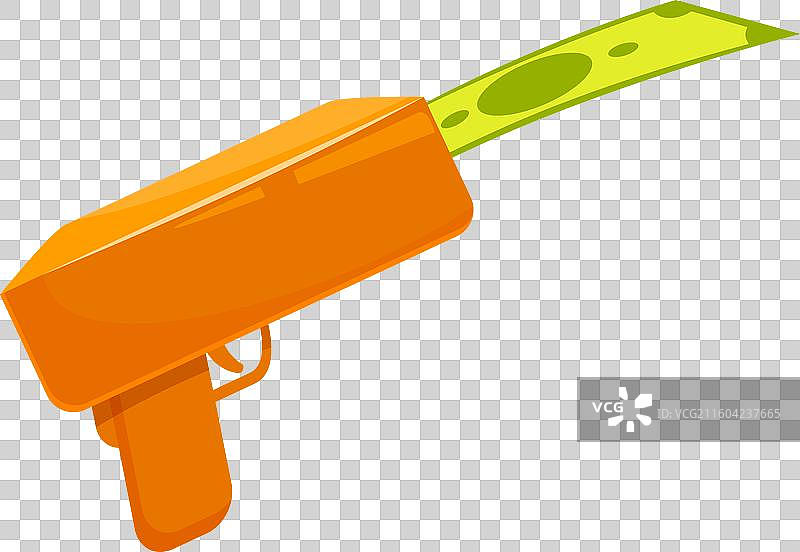 橙色金钱枪射出钞票，象征现金流图片素材