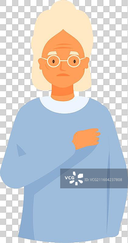 一位年长女性遭受胸痛图片素材