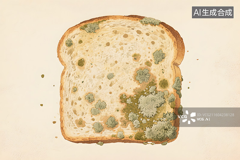 【AI数字艺术】发霉的面包片插画图片素材