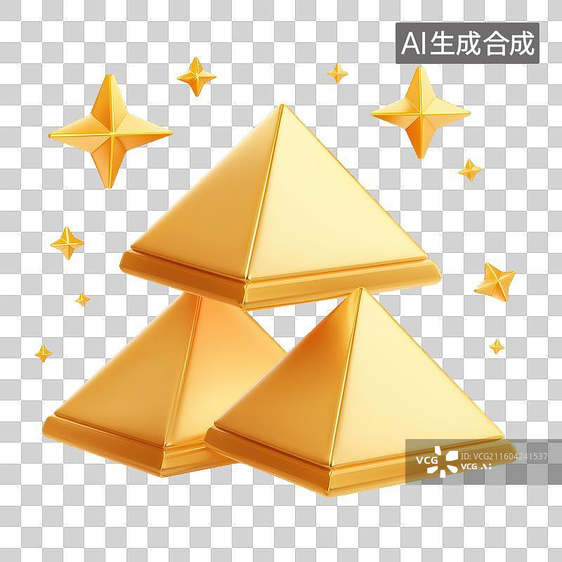 【AI数字艺术】金色金字塔堆叠造型图片素材