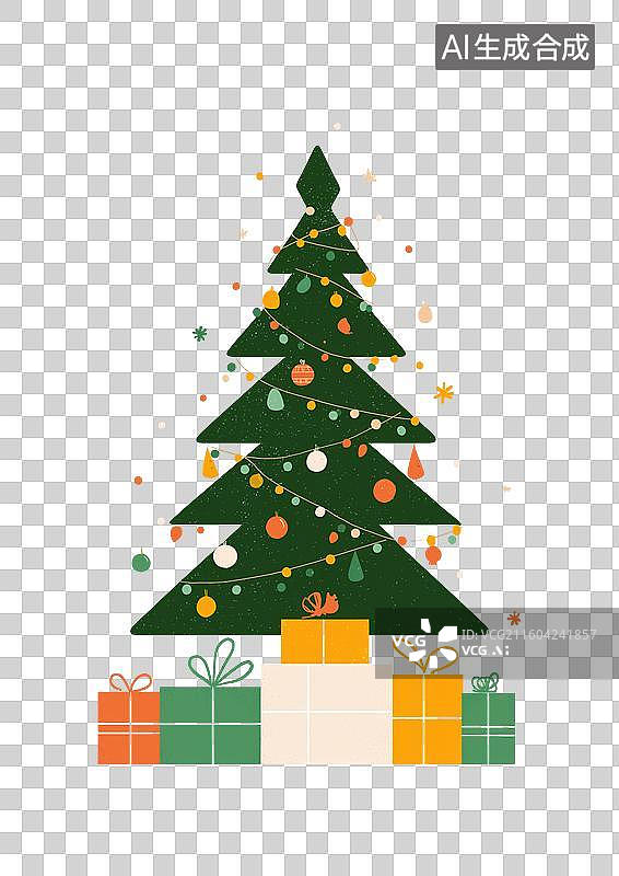 【AI数字艺术】圣诞树与礼物盒装饰图片素材