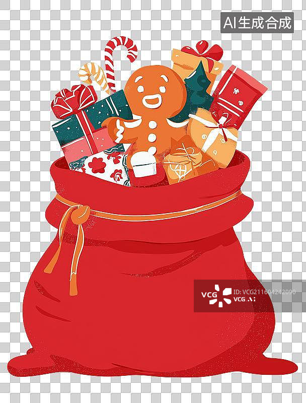 【AI数字艺术】圣诞礼物袋装满节日礼品图片素材