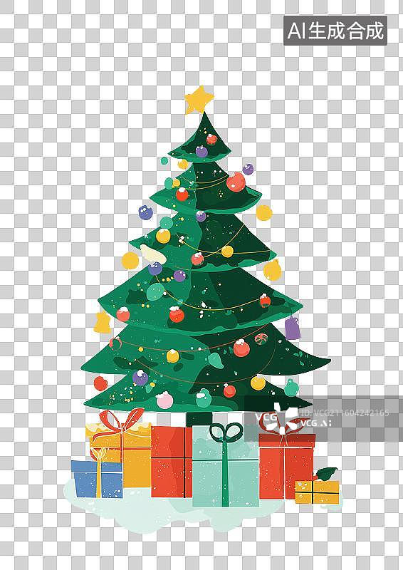 【AI数字艺术】圣诞树与礼物盒装饰图片素材