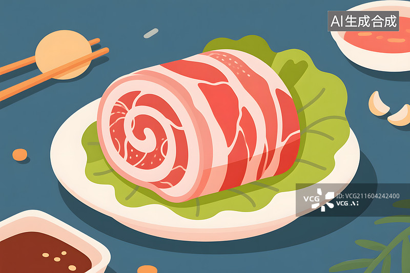 【AI数字艺术】新鲜生肉卷插画图片素材