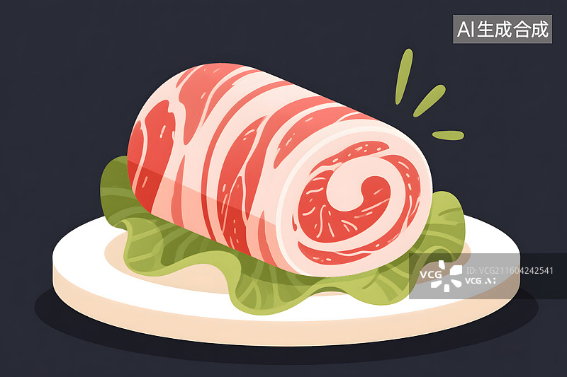 【AI数字艺术】新鲜生肉卷插画图片素材
