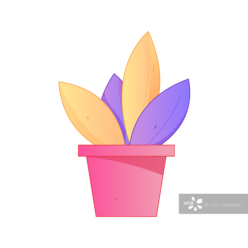 室内盆栽绿植矢量扁平渐变插画 轻盈治愈极简北欧风 居家美学素材图片素材