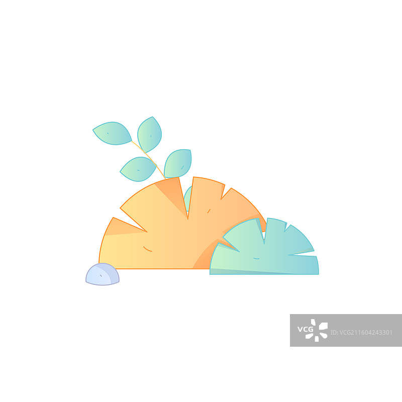 室内盆栽绿植矢量扁平渐变插画 轻盈治愈极简北欧风 居家美学素材图片素材