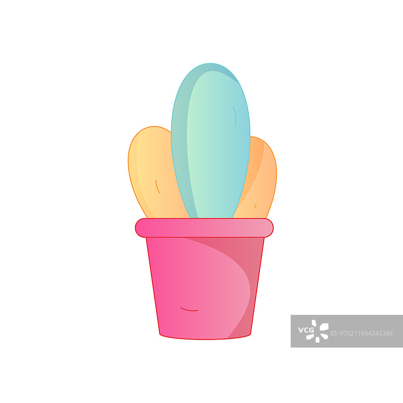 室内盆栽绿植矢量扁平渐变插画 轻盈治愈极简北欧风 居家美学素材图片素材