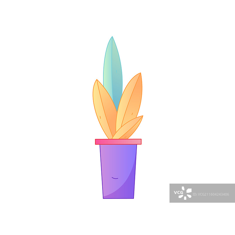 室内盆栽绿植矢量扁平渐变插画 轻盈治愈极简北欧风 居家美学素材图片素材