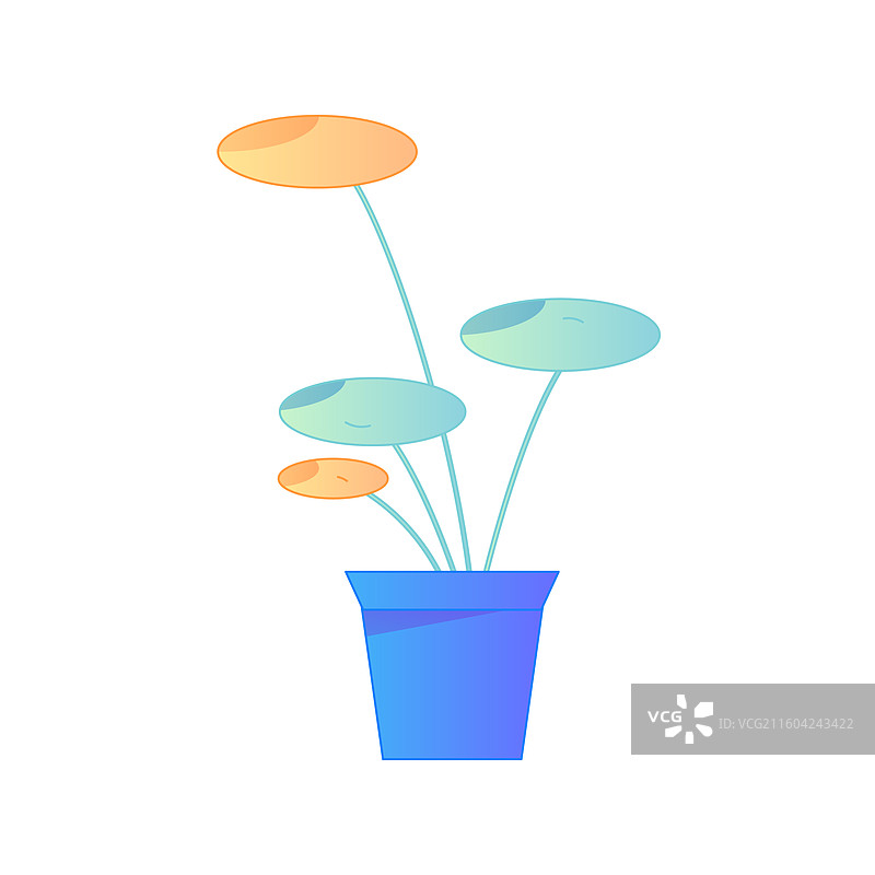 室内盆栽绿植矢量扁平渐变插画 轻盈治愈极简北欧风 居家美学素材图片素材