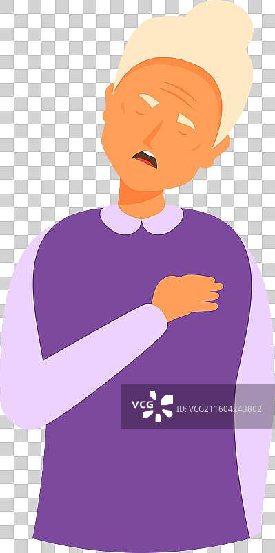 一位年长女性遭受胸痛图片素材