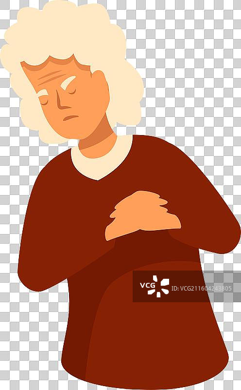 一位患有胸痛的老年女性图片素材