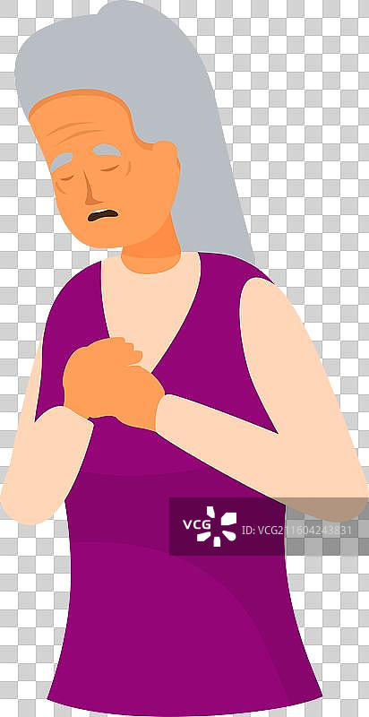 一位年长女性感到胸痛图片素材