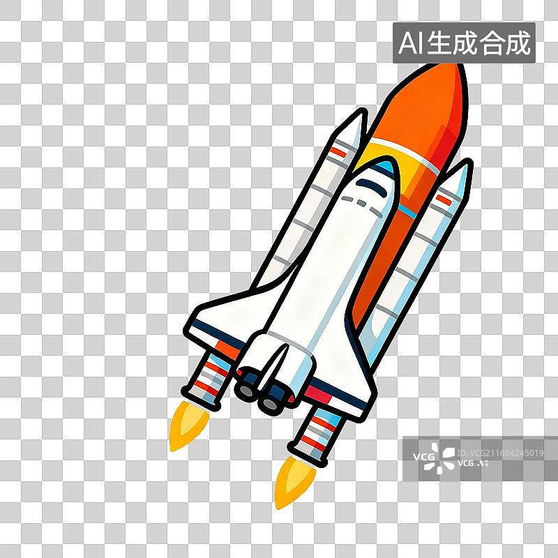 【AI数字艺术】彩色鲜艳的实用插画航天飞机图片素材