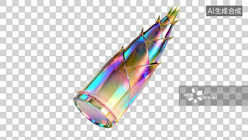 【AI数字艺术】炫彩竹笋 科技感 未来感水晶竹笋   卡通镭射金属风格的竹笋  新鲜嫩绿的竹笋图片素材