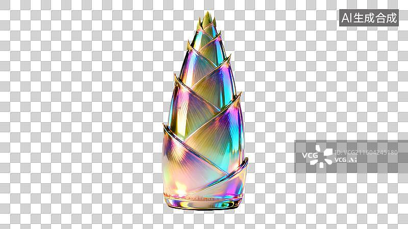 【AI数字艺术】炫彩竹笋 科技感 未来感水晶竹笋   卡通镭射金属风格的竹笋  新鲜嫩绿的竹笋图片素材