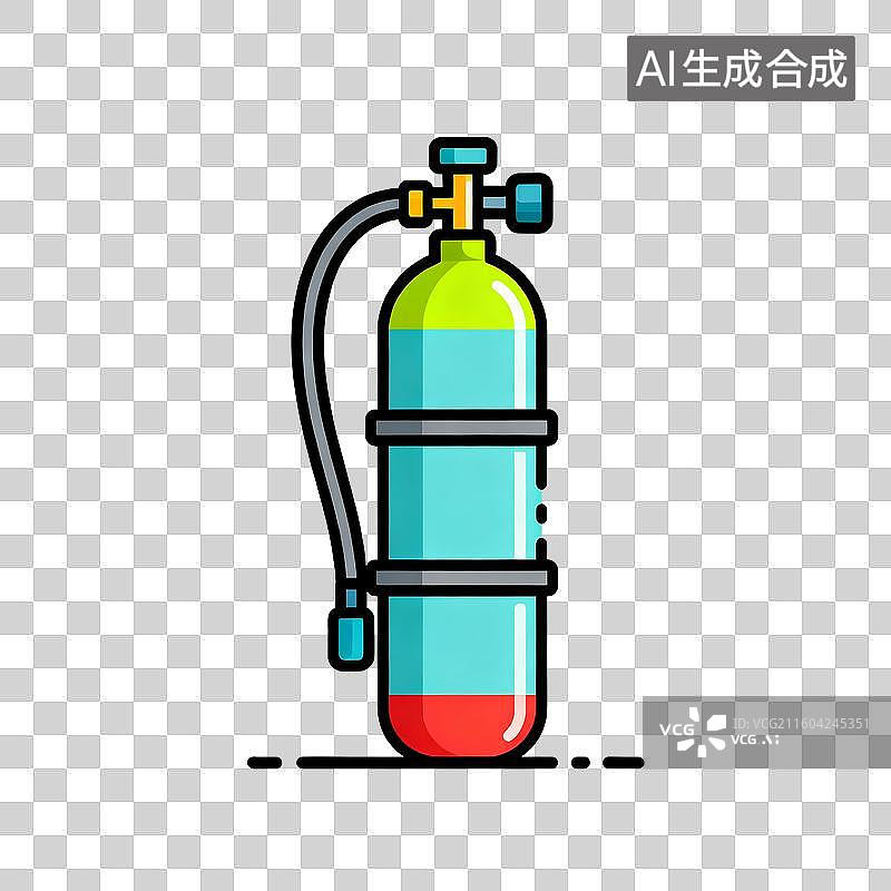 【AI数字艺术】彩色鲜艳的实用插画氧气瓶图片素材