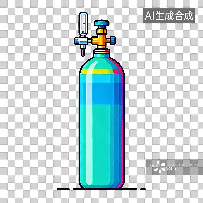 【AI数字艺术】彩色鲜艳的实用插画氧气瓶图片素材